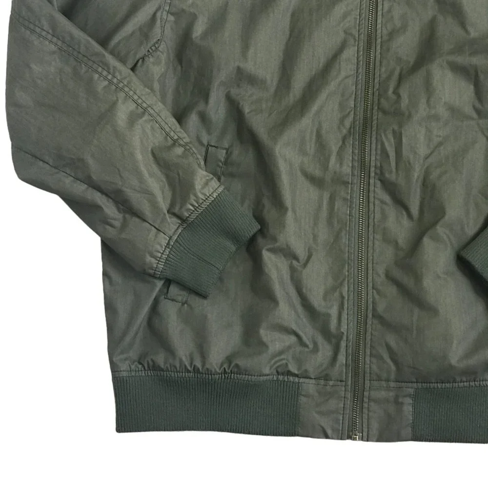 H&M LOGG Hooded Bomber Jacket Coat Green Mens Size Large Drawstring Zip Up - Picture 2 of 8